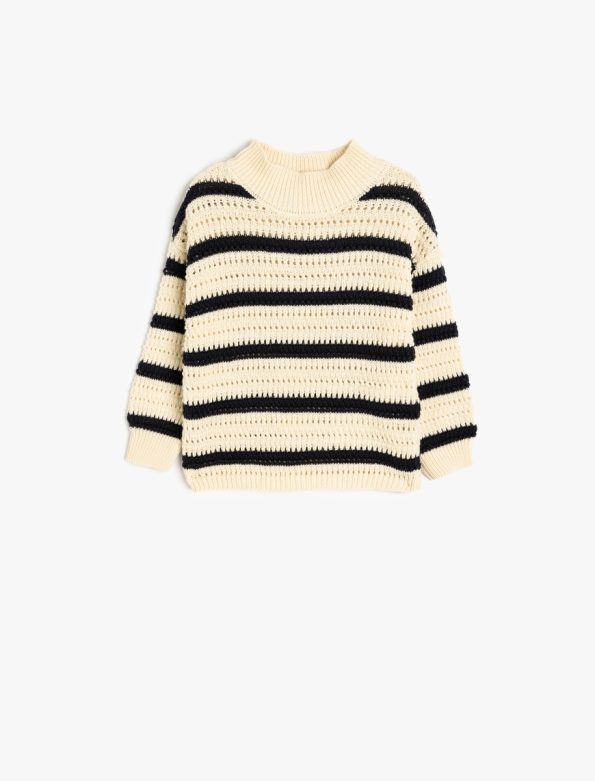 Girls' Long Sleeve Crew Neck Cotton Blend Crop Sweater