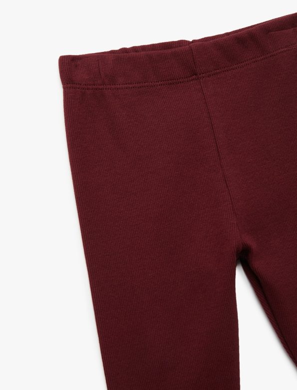 Girls' Cotton Ribbed Basic Long Leggings with Elastic Waist