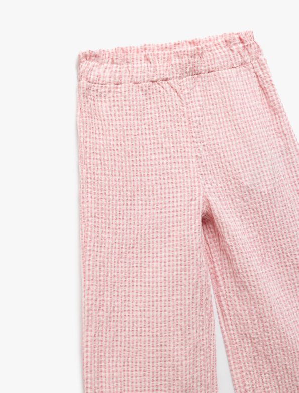 Girls' Baby Waistband Checked Wide Leg Pants