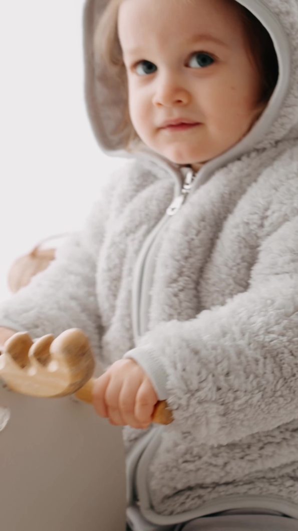 Mother Love Zippered Plush Teddy Hoodie Jacket