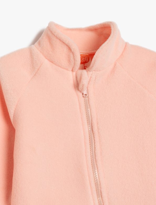 Girls' Baby Zip-Up Collar Long Sleeve Fleece Sweatshirt