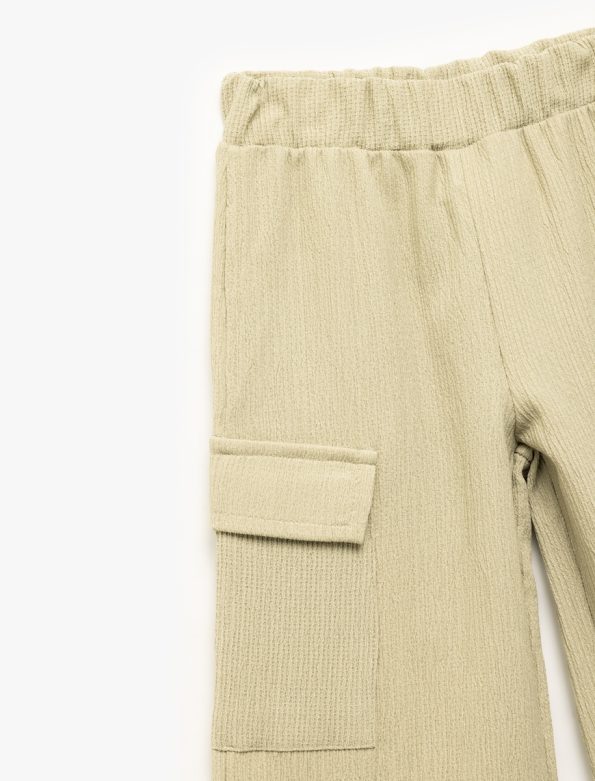 Girls' Baby Elastic Waist Wide Leg Cargo Pants