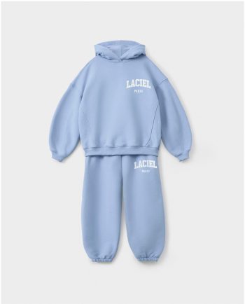 Unisex Kids Cotton Blue Laciel Printed Hoodie and Sweatpants Set