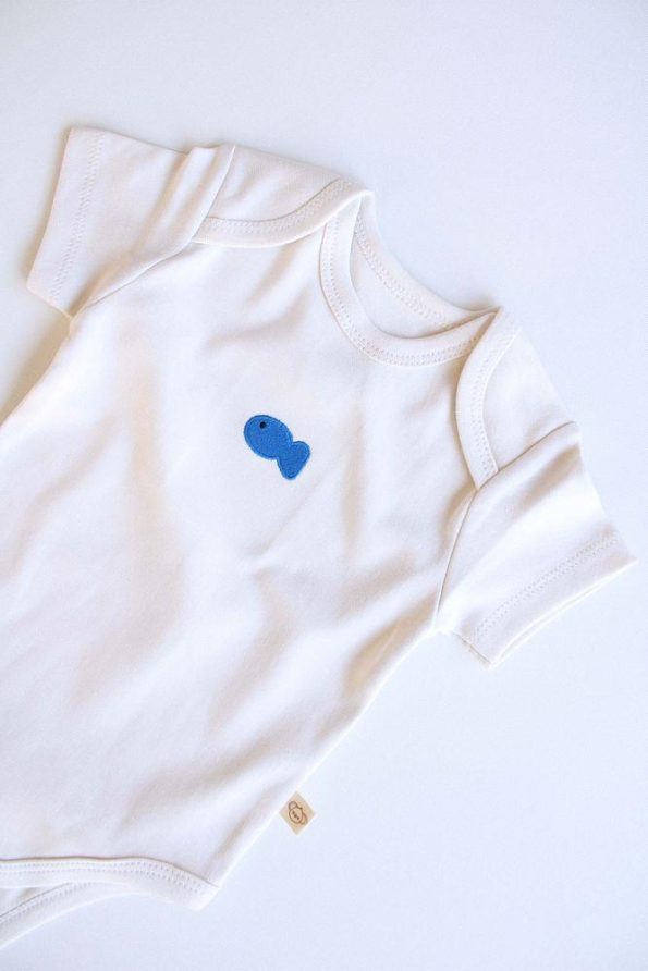 Fish Embroidered Short Sleeve Bodysuit