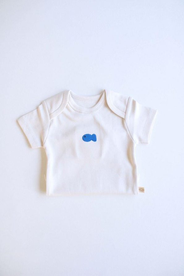 Fish Embroidered Short Sleeve Bodysuit