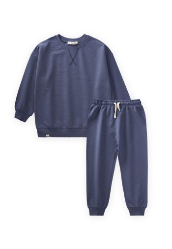 Basic Sweatshirt Set for Ages 3-8 Navy Blue