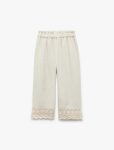 Girls' Woven Cotton and Viscose Blend Elastic Waist Broderie Pants