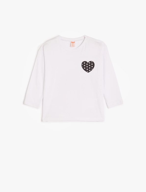 Girls' Long Sleeve Heart Print T-Shirt