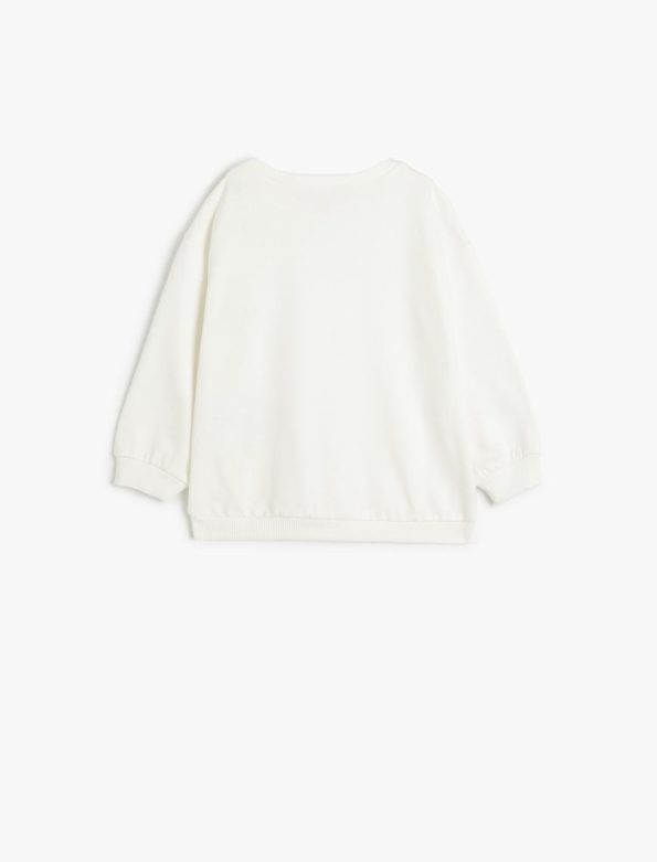 Girls' Long Sleeve Crew Neck Sweatshirt with Bow Applique
