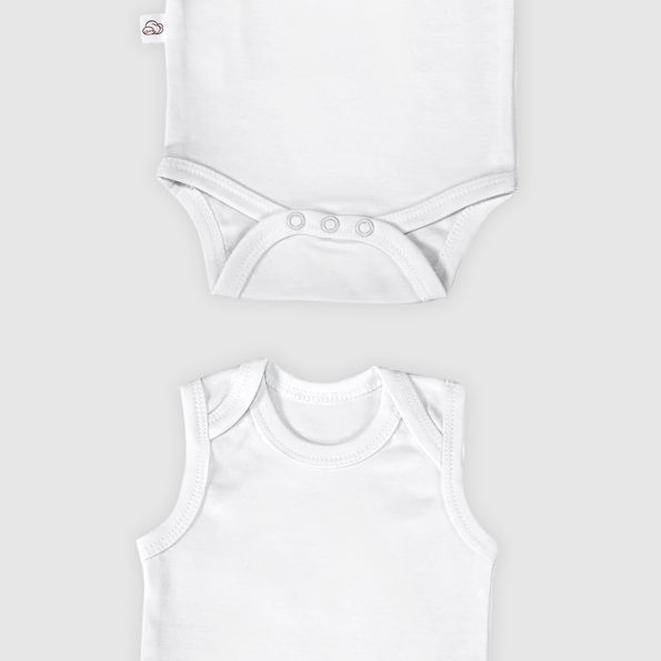 White Baby Bodysuit Sleeveless Set - 5 Pieces