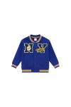 Unisex Kids Cotton Navy College Jacket - Letter and Dragon Applique Bomber Coat