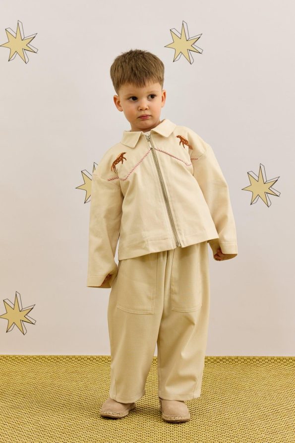 Beige Blazer with Piping Details