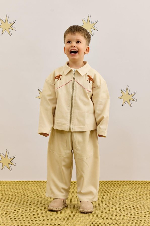 Beige Blazer with Piping Details