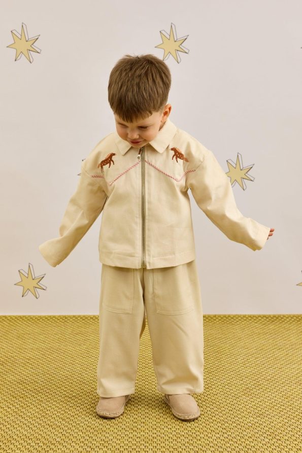 Beige Blazer with Piping Details