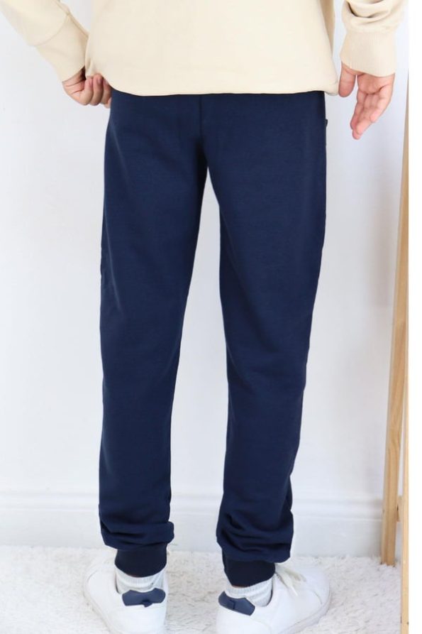 Boys' Dark Blue Zippered Pocket Sweatpants with Lace Accessory (Ages 7-12)