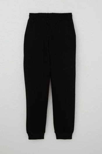 Boys' Black Sweatpants with Embroidery and Drawstrings (Ages 4-8)