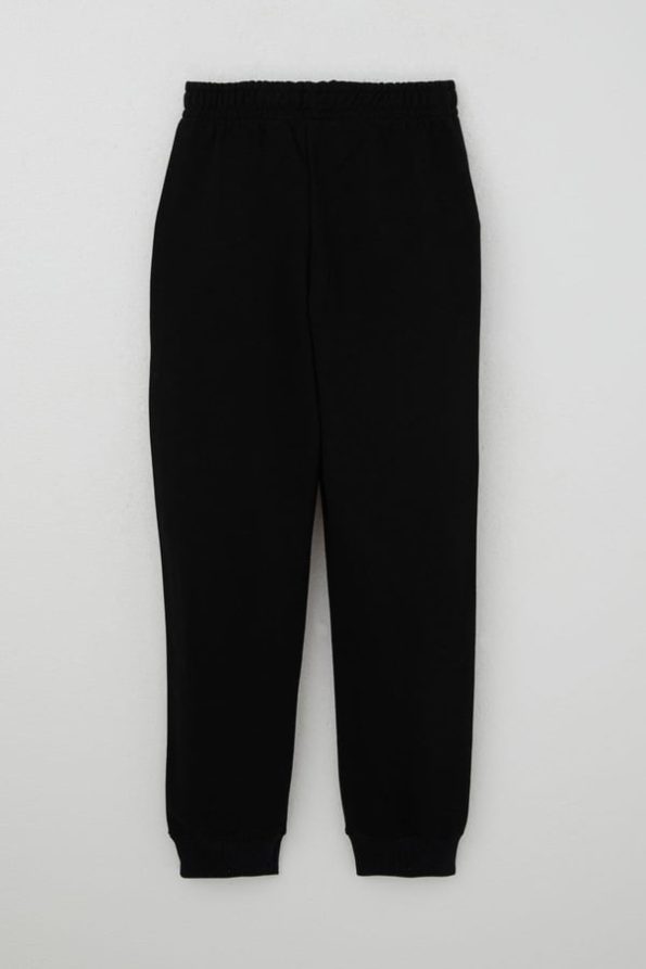 Boys' Black Sweatpants with Embroidery and Drawstrings (Ages 4-8)