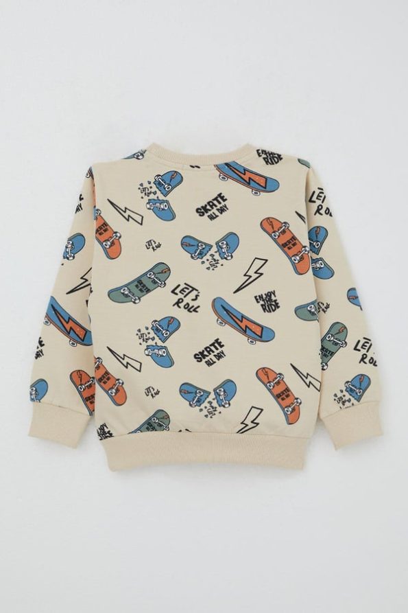 Boys' Skateboard Print Tracksuit in Cream (Ages 3-7)