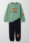 Boys' Cute Squirrel & Acorn Printed Mint Tracksuit (1-3 Years)