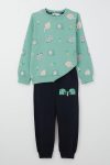 Boys' Sweatshirt Set with Cute Elephant Print in Aqua Green (Ages 1-4)