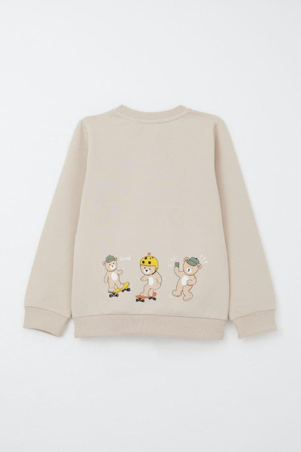 Boys' Fun Bear Print Sweatshirt Set in Beige (Ages 1-4)