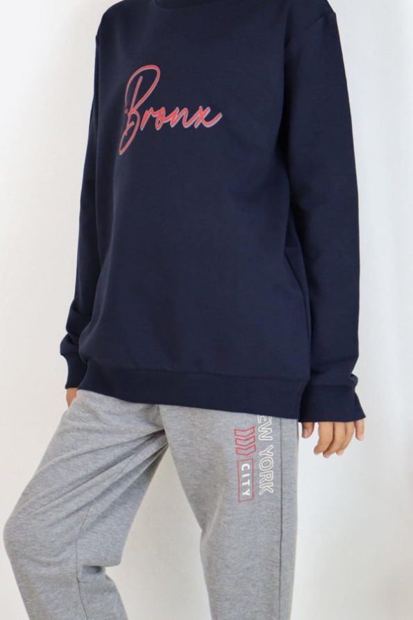 Boys' Printed Sweatshirt Set in Navy Blue (Ages 8-10)