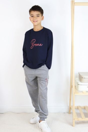 Boys' Printed Sweatshirt Set in Navy Blue (Ages 8-10)