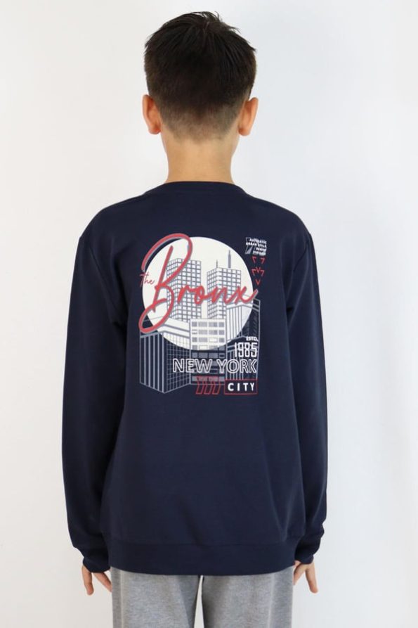 Boys' Printed Sweatshirt Set in Navy Blue (Ages 8-10)