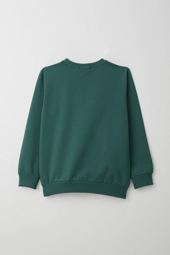 Boys' Tracksuit Set with Embroidered Print in Petrol Green (Ages 5-10)
