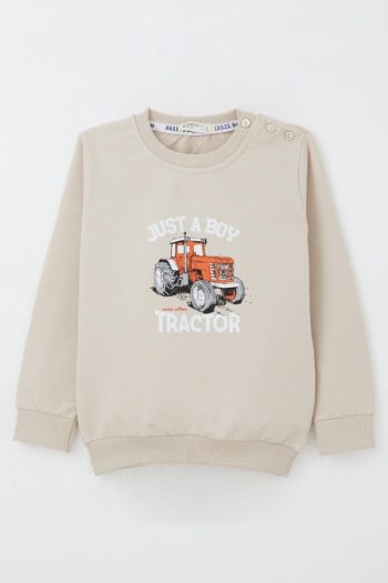 Boys' Sweatshirt Lightning of the Farm Beige (1.5-4 Years)