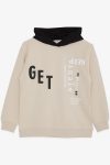 Boys' Hooded Sweatshirt with Print Beige (8-10 Years)