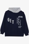 Boys' Hooded Sweatshirt with Print in Navy Blue (Ages 8-10)