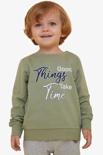 Boys' Mint Green Printed Sweatshirt (2-3 Years)