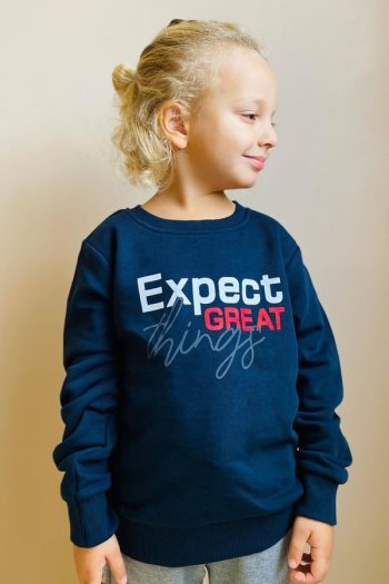 Boys' Navy Blue Printed Sweatshirt (Ages 4-8)