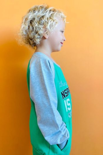 Boys' Green Pocket Sweatshirt with Print (Ages 5-10)