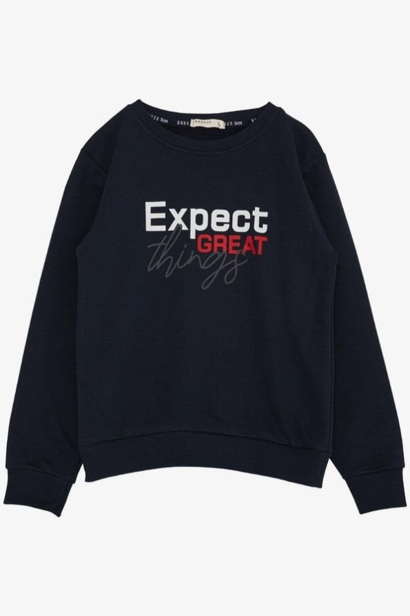Boys' Navy Blue Printed Sweatshirt (Ages 4-8)