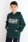 Boys' Hoodie with Print and Kangaroo Pocket in Dark Green (Ages 8-12)