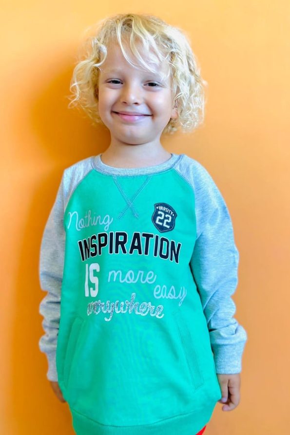 Boys' Green Pocket Sweatshirt with Print (Ages 5-10)