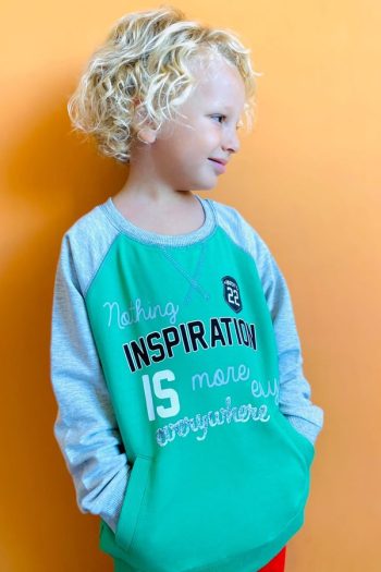 Boys' Green Pocket Sweatshirt with Print (Ages 5-10)