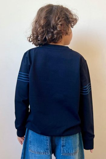 Boys' Printed Sweatshirt in Navy Blue (Ages 7-12)