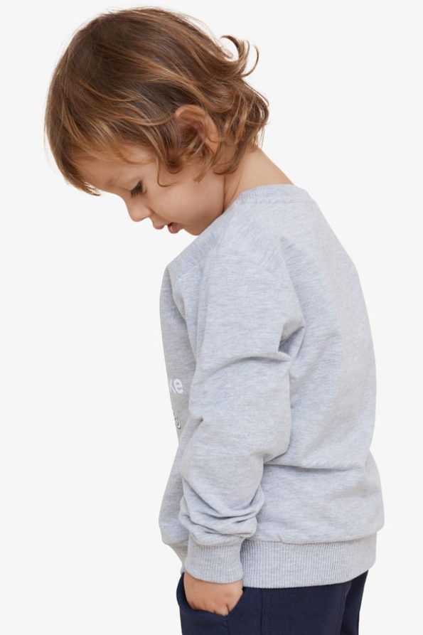 Boys' Sweatshirt with Printed Design in Light Grey Melange (2-3 Years)