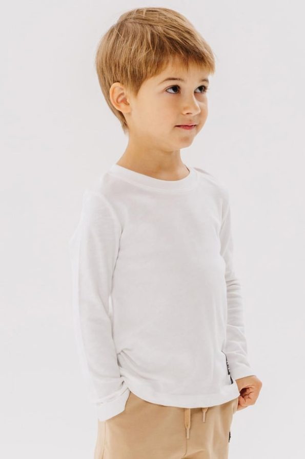 Boys' Long Sleeve T-Shirt with Patch in Ecru (Ages 9-13)