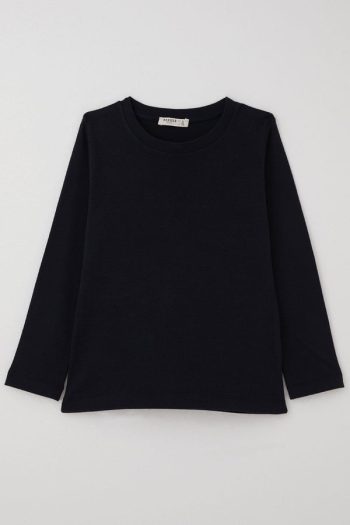 Boys' Long Sleeve Basic T-Shirt in Navy Blue (4-8 Years)