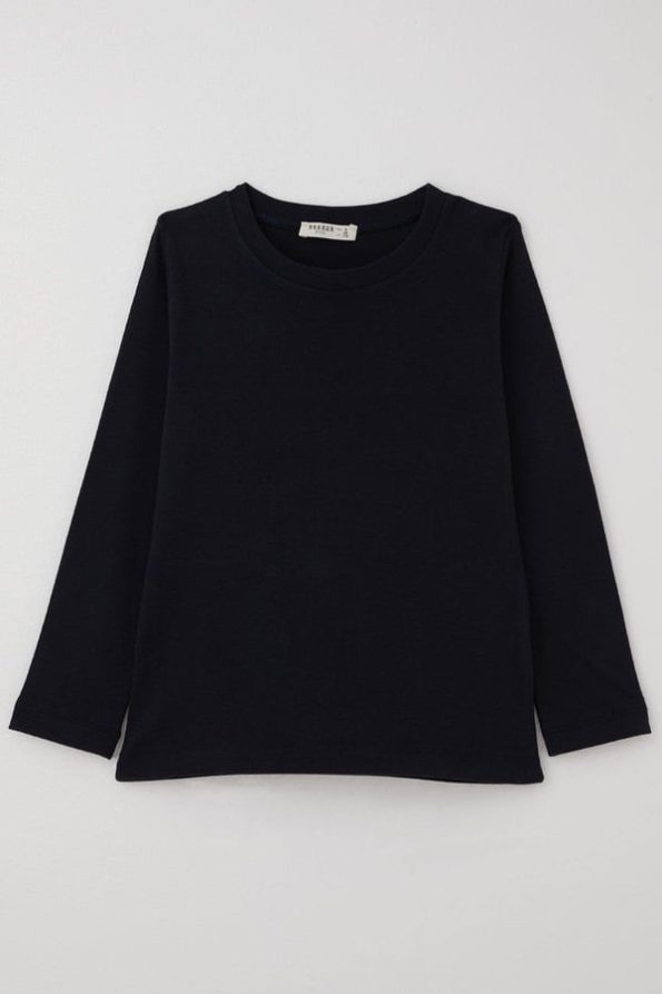 Boys' Long Sleeve Basic T-Shirt in Navy Blue (4-8 Years)
