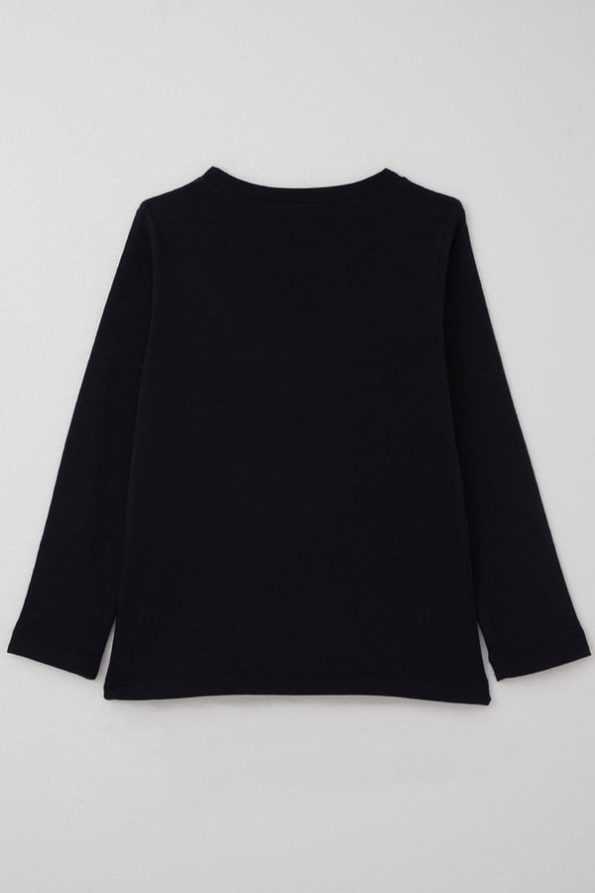 Boys' Long Sleeve Basic T-Shirt in Navy Blue (4-8 Years)