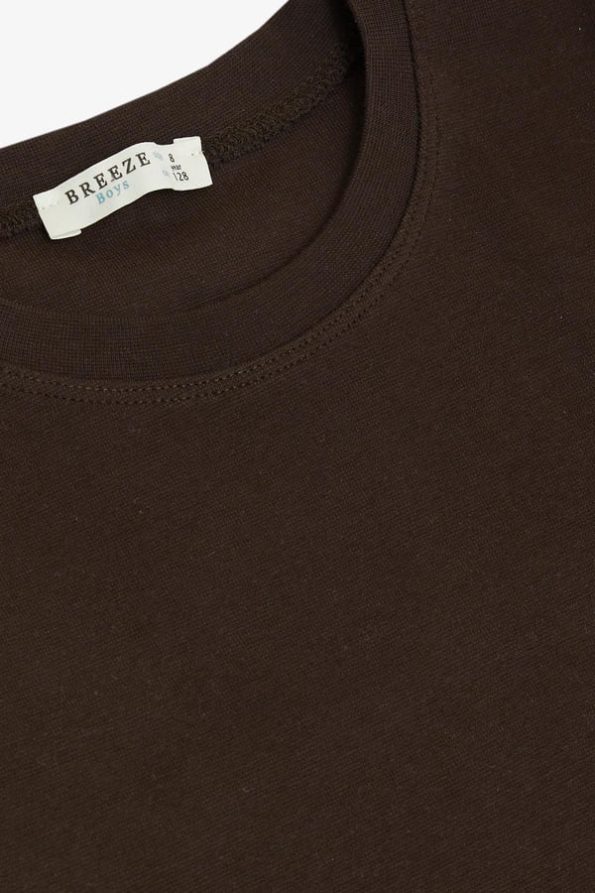 Boys' Long Sleeve Basic T-Shirt in Dark Brown (Ages 4-8)