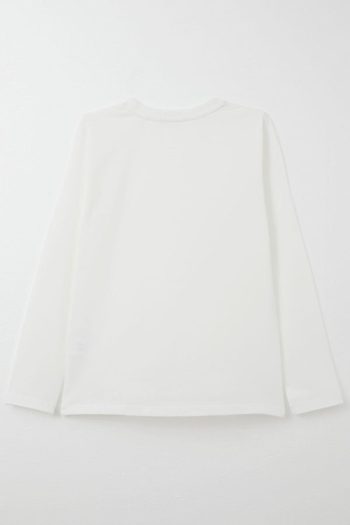 Boys' Long Sleeve Basic T-Shirt in Ecru (10-12 Years)