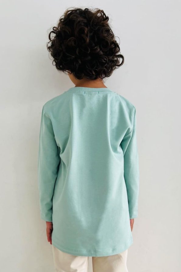 Boys' Long Sleeve Basic T-Shirt in Mint Green (Ages 5-14)