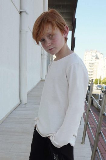 Boys' Long Sleeve Basic T-Shirt Cream (Ages 7-12)