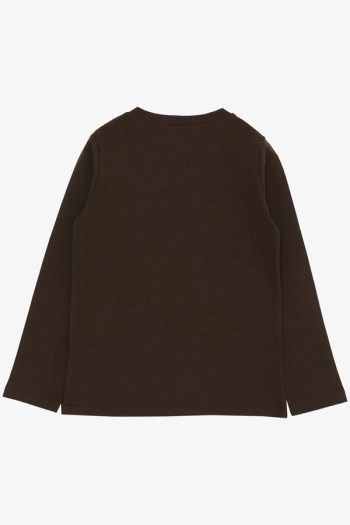 Boys' Long Sleeve Basic T-Shirt in Dark Brown (Ages 4-8)